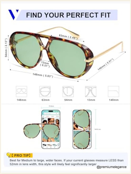 Oversized Polarized Aviator Sunglasses for Women Men Retro Round Shield main image 6